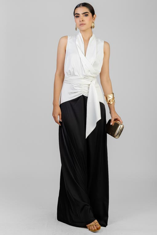 VESTIDO SATIN BICOLOR