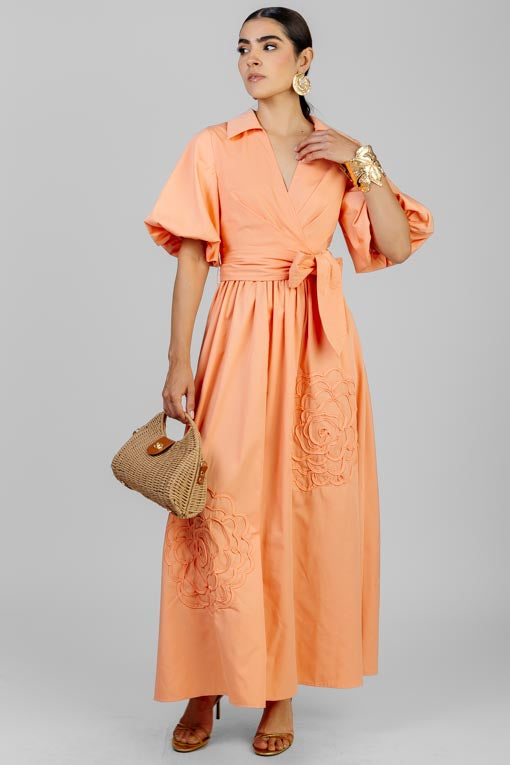 VESTIDO MANGA ABULLONADA