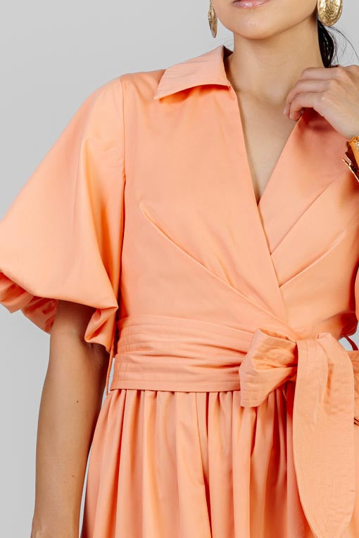 VESTIDO MANGA ABULLONADA