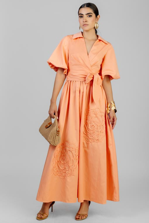VESTIDO MANGA ABULLONADA