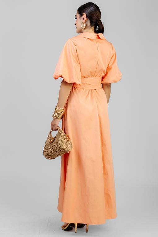 VESTIDO MANGA ABULLONADA