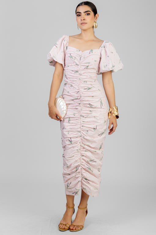 VESTIDO DRAPEADO FLORAL