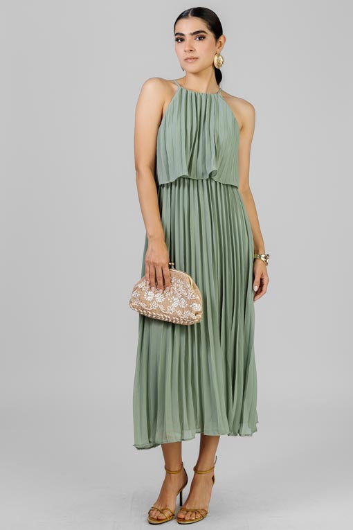 VESTIDO PLISES VERDE
