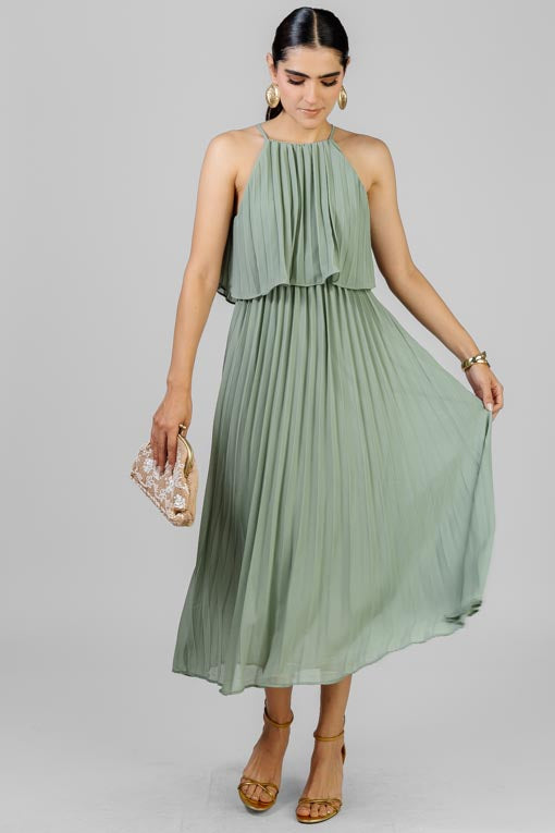 VESTIDO PLISES VERDE