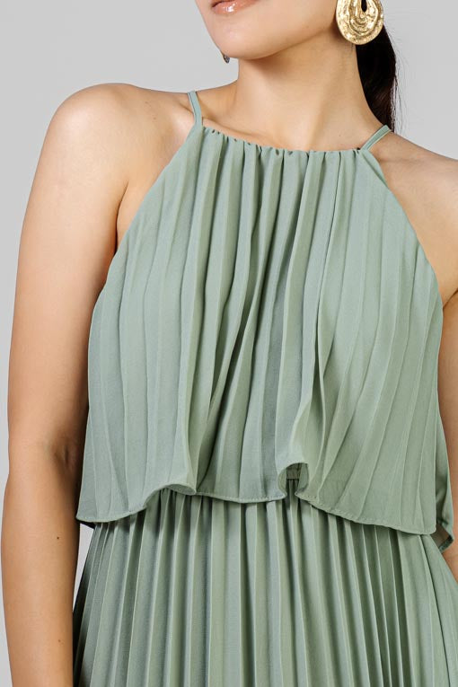 VESTIDO PLISES VERDE