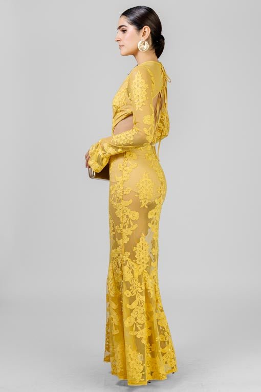 VESTIDO ENCAJE AMARILLO