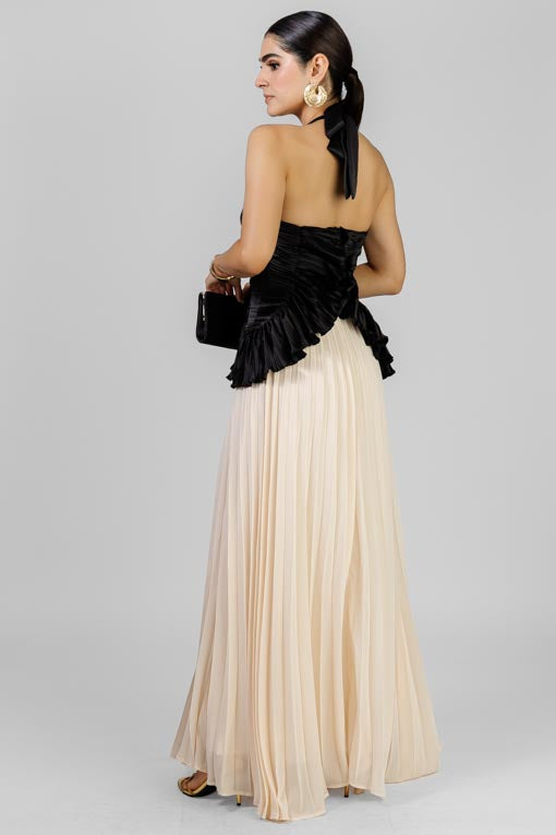 VESTIDO PLISADO BICOLOR