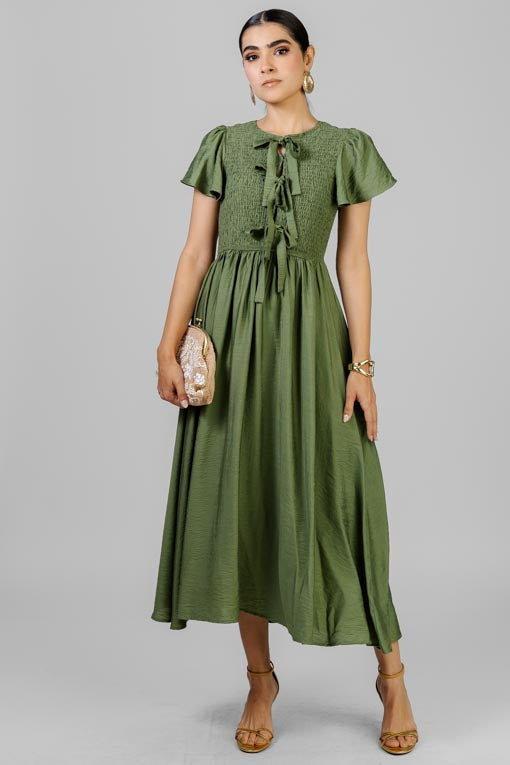 VESTIDO SMOCK LAZOS