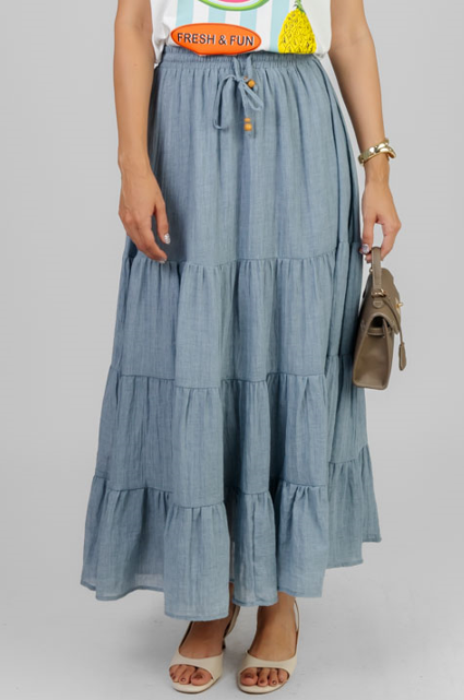 FALDA LARGA AZUL MAXI