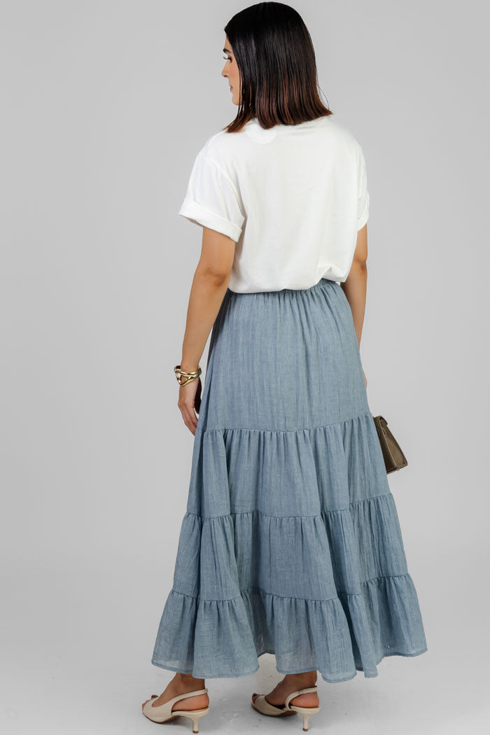 FALDA LARGA AZUL MAXI