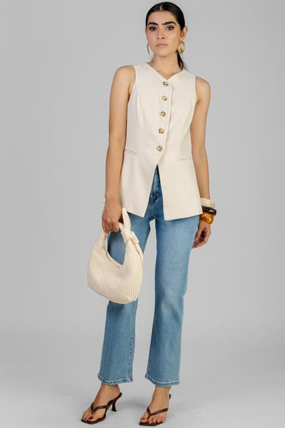 CHALECO LARGO BEIGE