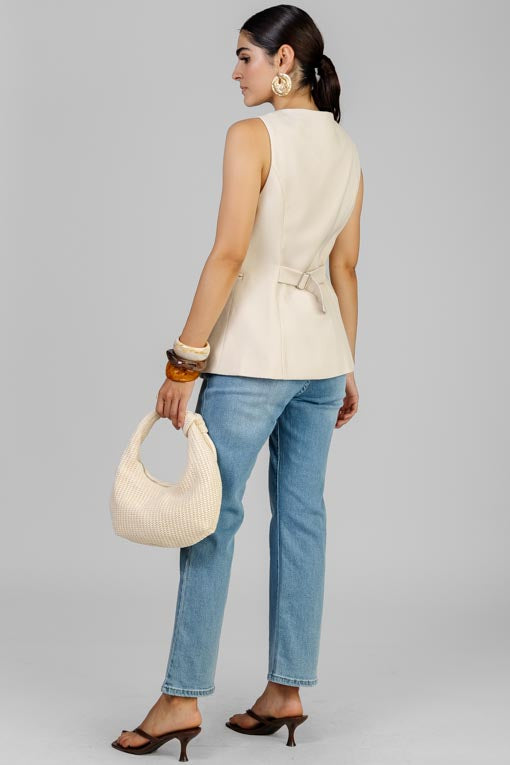 CHALECO LARGO BEIGE