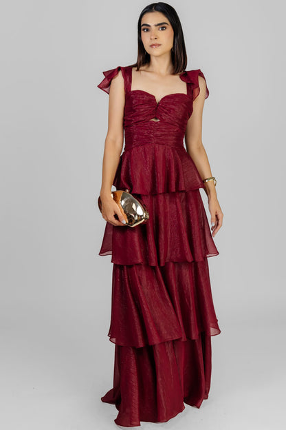 VESTIDO MAXI ESCALONADO