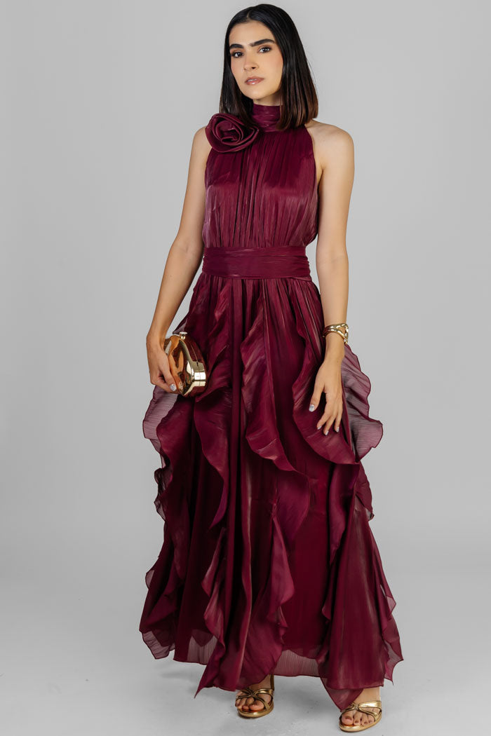 VESTIDO GALA VOLANTES