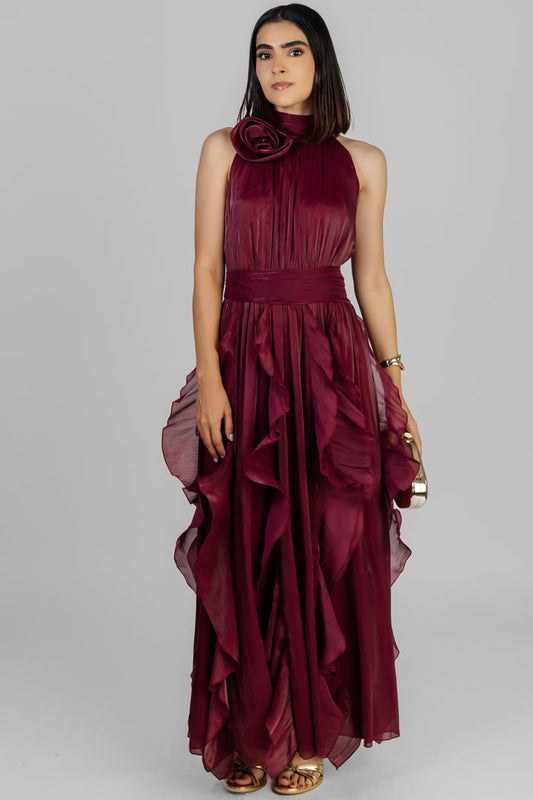 VESTIDO GALA VOLANTES