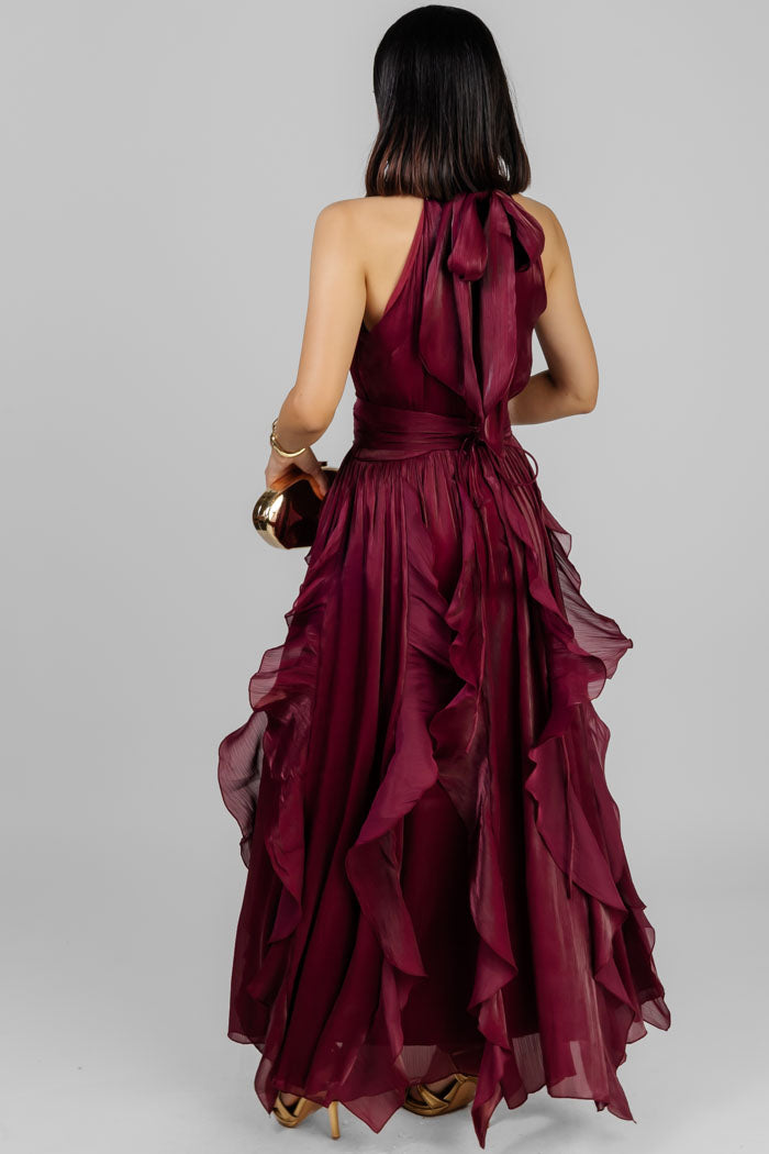 VESTIDO GALA VOLANTES