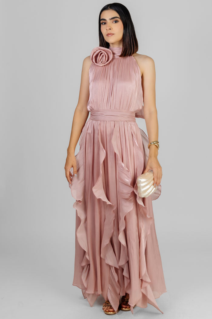 VESTIDO GALA VOLANTES