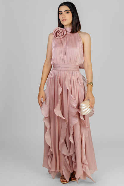 VESTIDO GALA VOLANTES