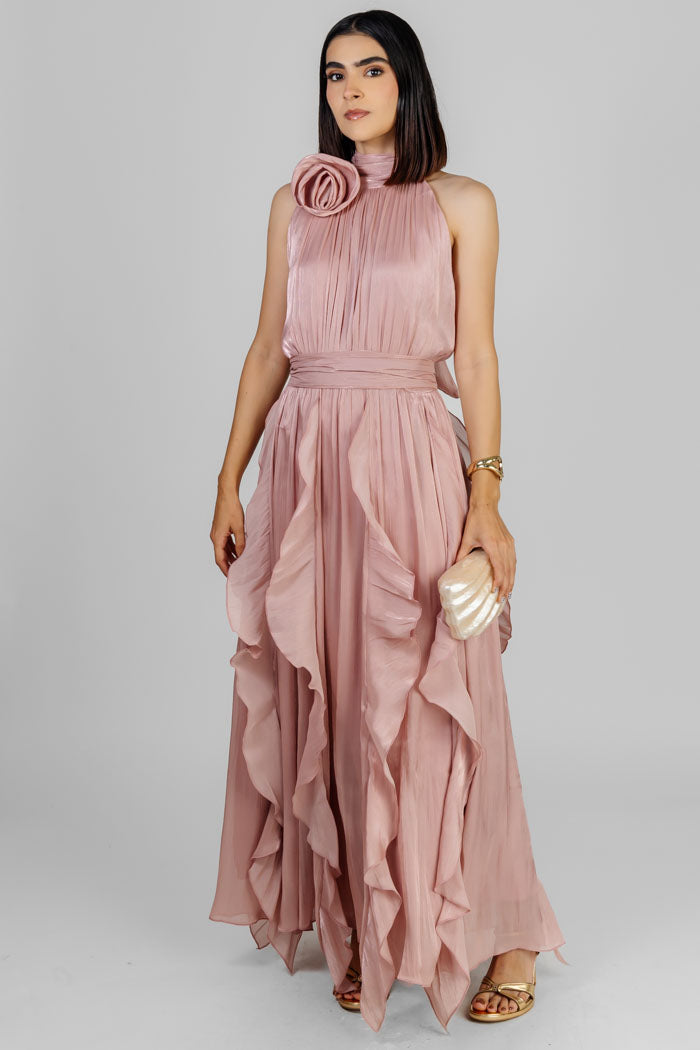 VESTIDO GALA VOLANTES