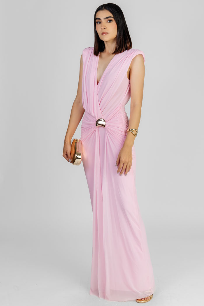 VESTIDO DRAPEADO ROSA