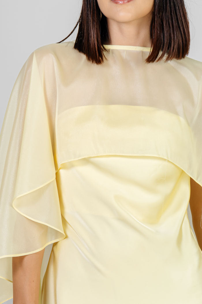 VESTIDO LARGO CAPA AMARILLO