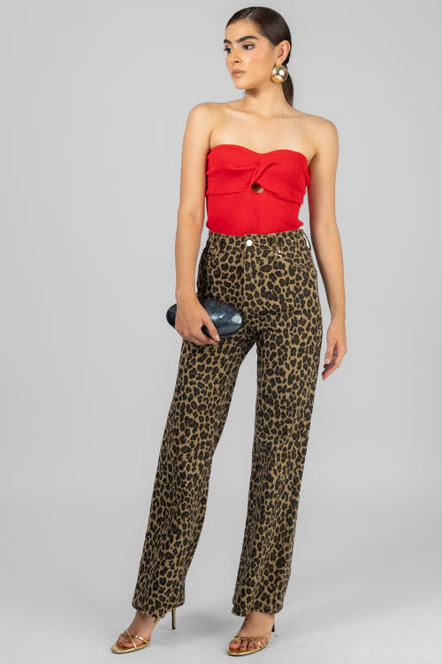 PANTALON DENIM ANIMAL PRINT