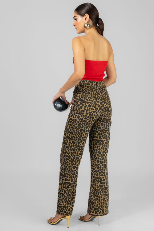 PANTALON DENIM ANIMAL PRINT