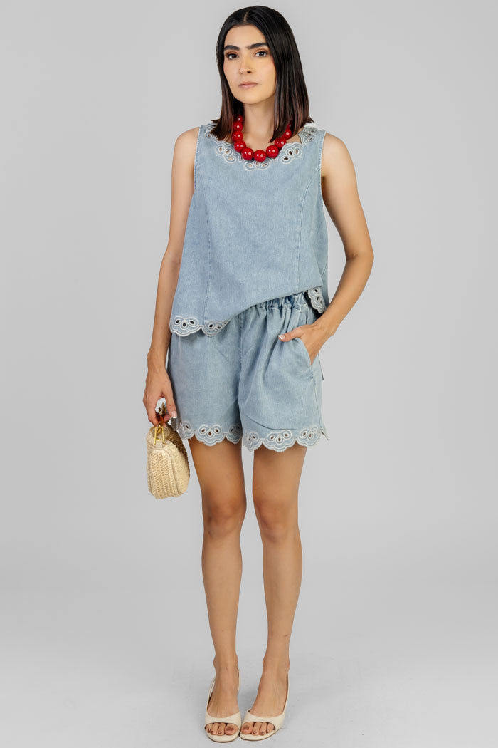 CONJUNTO DENIM CON BORDADOS