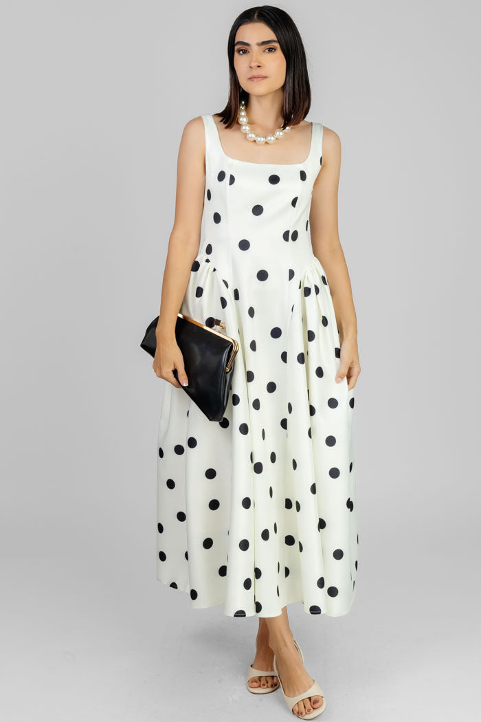 VESTIDO MIDI ESTAMPADO LUNARES