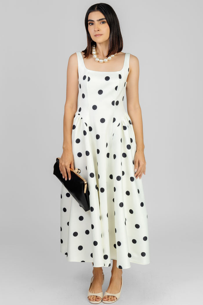 VESTIDO MIDI ESTAMPADO LUNARES
