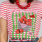 PLAYERA RAYADA ESTAMPADO MANZANAS