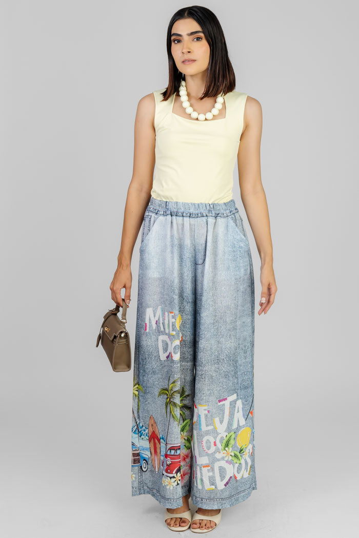 PANTALON WIDE LEG ESTAMPADO