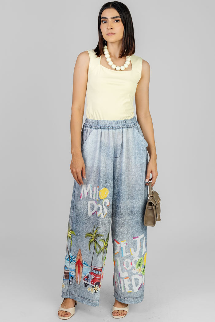 PANTALON WIDE LEG ESTAMPADO