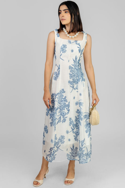 VESTIDO MIDI ESTAMPADO AZUL