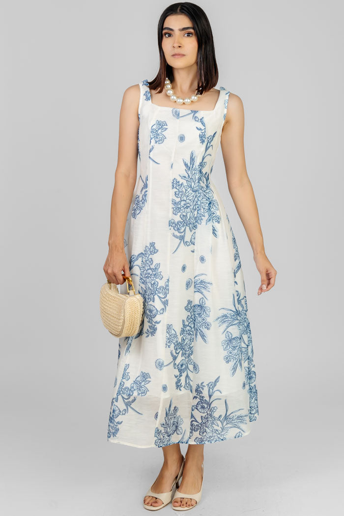 VESTIDO MIDI ESTAMPADO AZUL