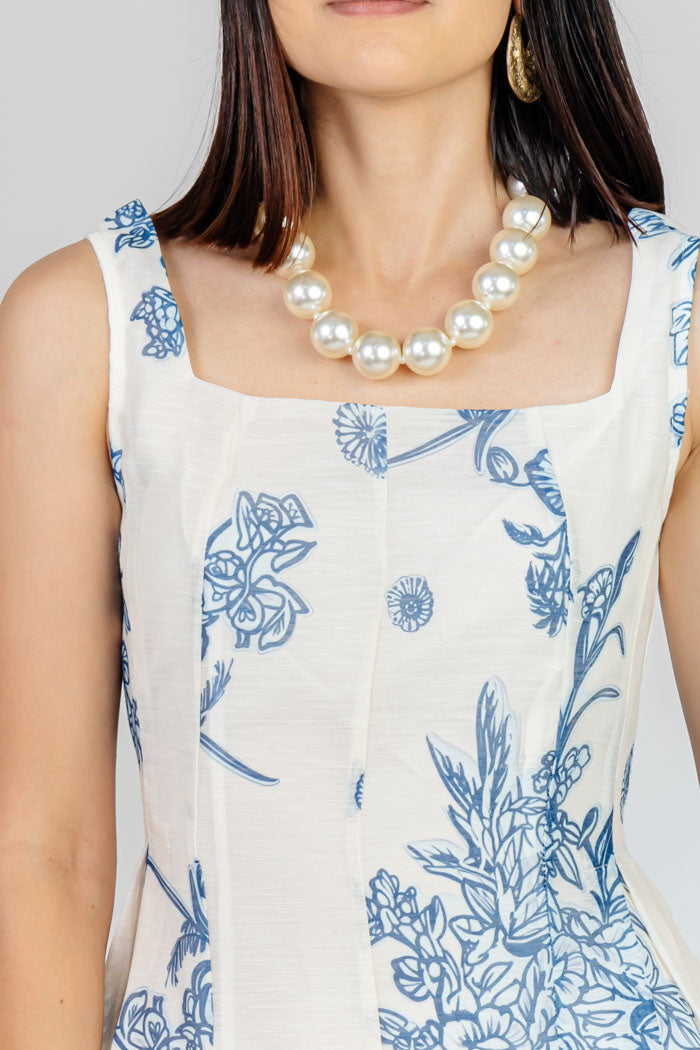VESTIDO MIDI ESTAMPADO AZUL