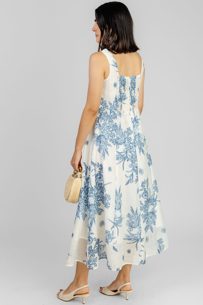 VESTIDO MIDI ESTAMPADO AZUL