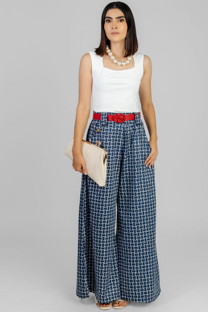PANTALON AMPLIO ESTAMPADO GEOMETRICO