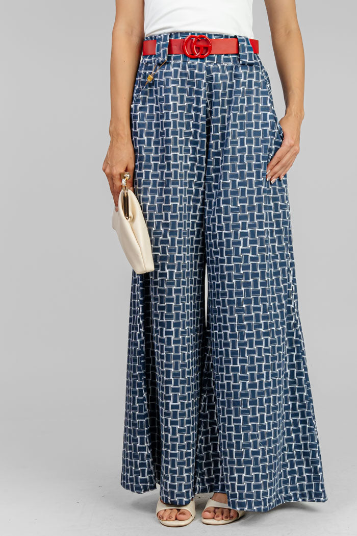 PANTALON AMPLIO ESTAMPADO GEOMETRICO
