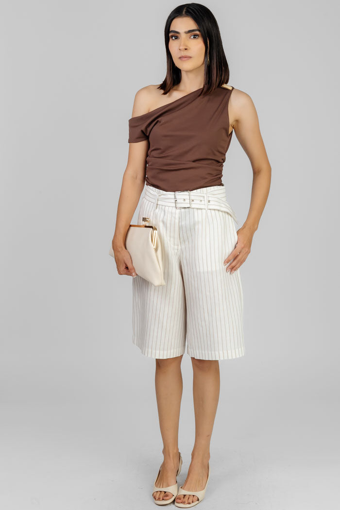 BLUSA ASIMÉTRICA COLOR CAFÉ