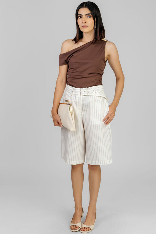 BLUSA ASIMÉTRICA COLOR CAFÉ