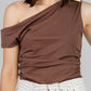 BLUSA ASIMÉTRICA COLOR CAFÉ