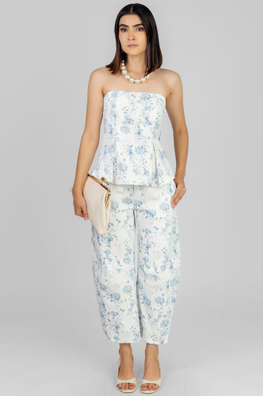 CONJUNTO ESTAMPADO AZUL ELEGANTE