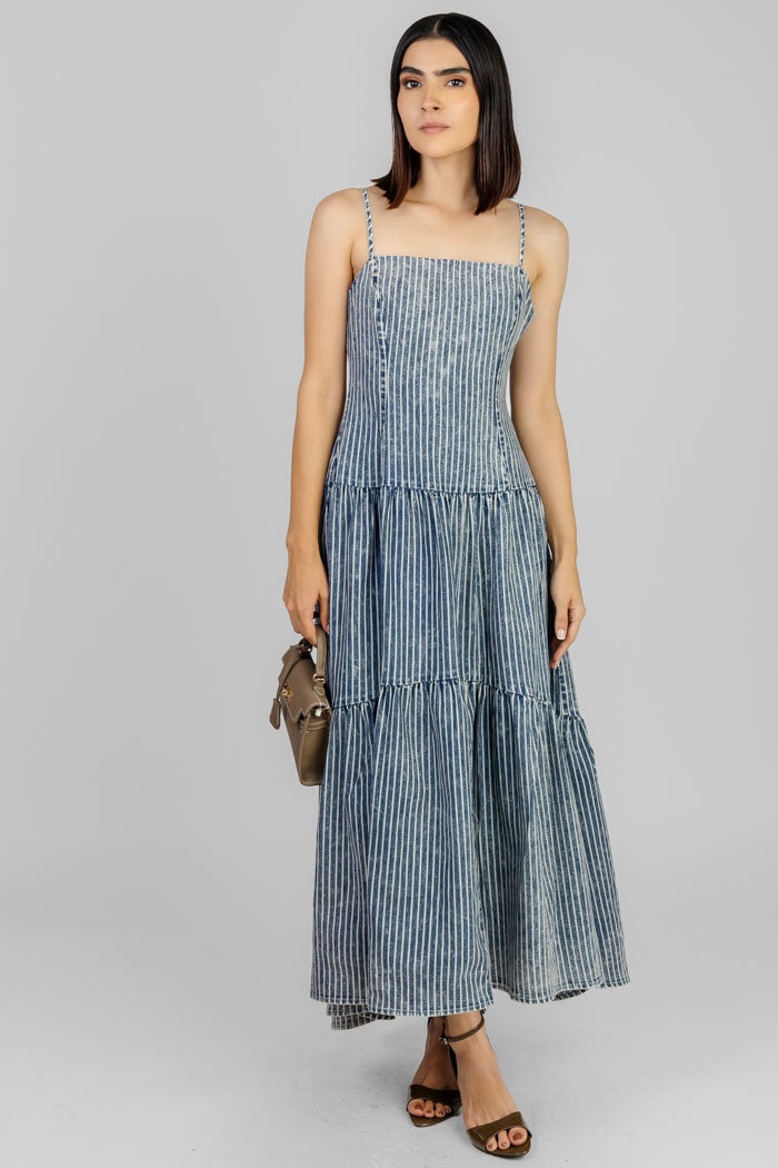 VESTIDO MIDI A RAYAS