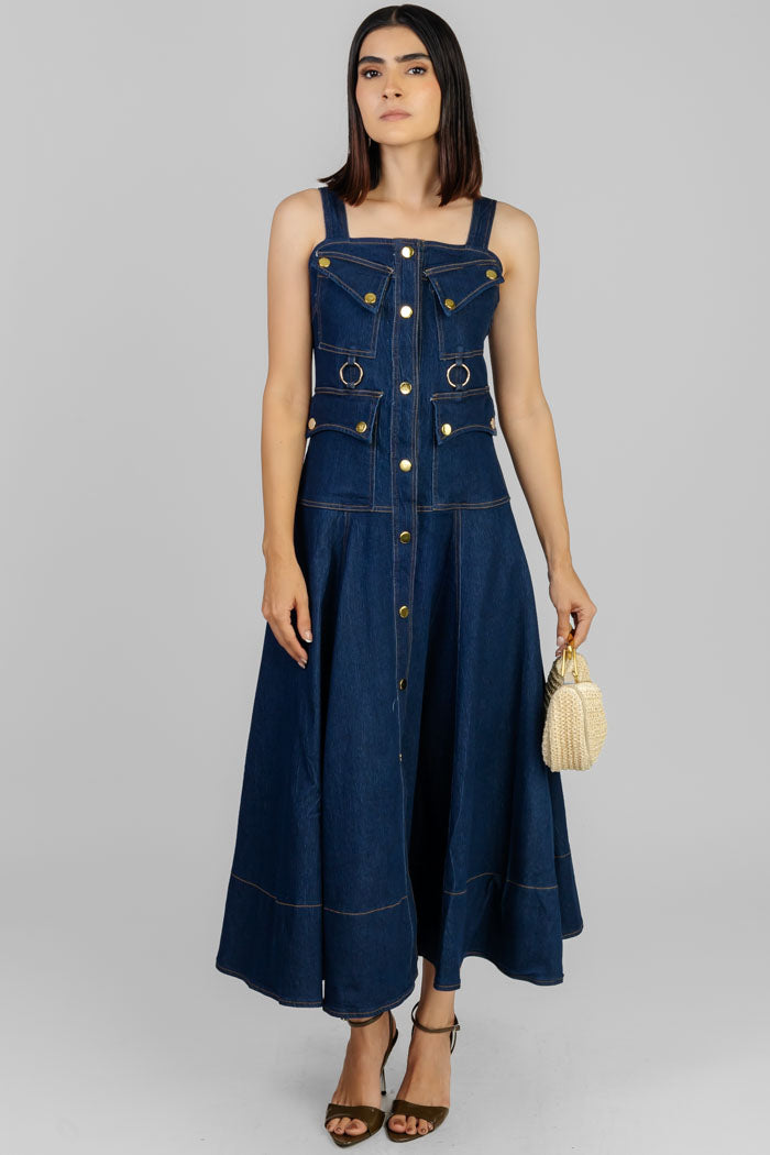 VESTIDO DENIM MIDI BOTONES