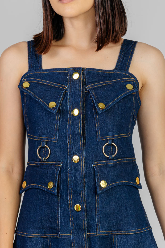 VESTIDO DENIM MIDI BOTONES