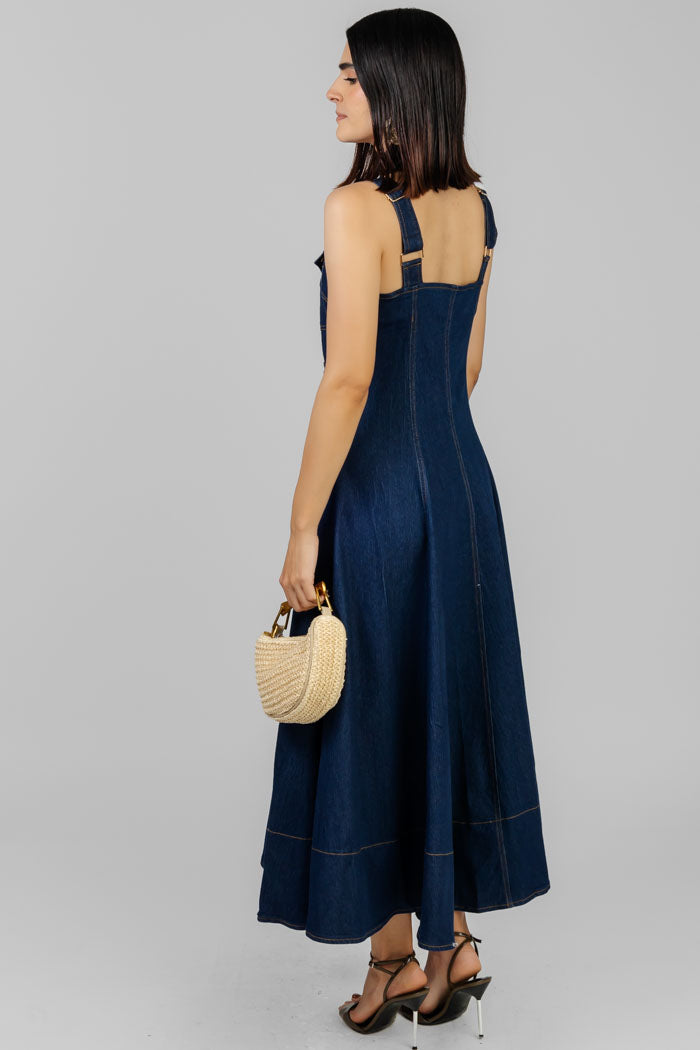 VESTIDO DENIM MIDI BOTONES