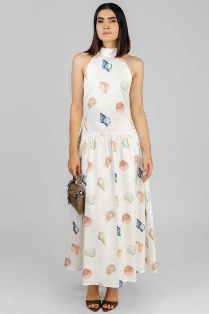 VESTIDO MIDI ESTAMPADO CONCHAS