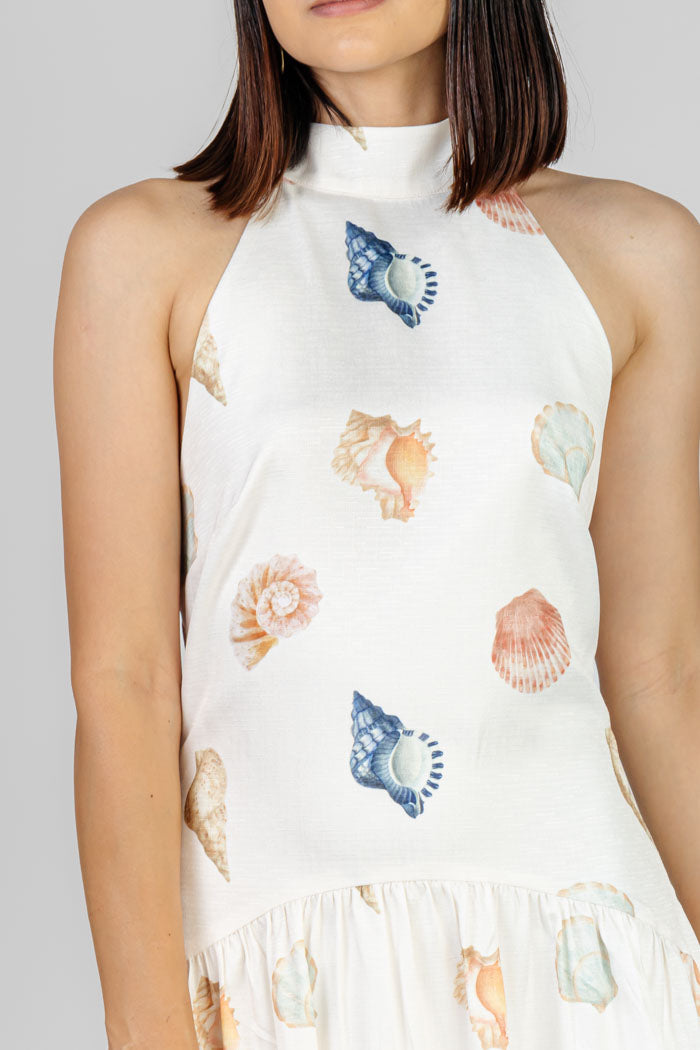 VESTIDO MIDI ESTAMPADO CONCHAS