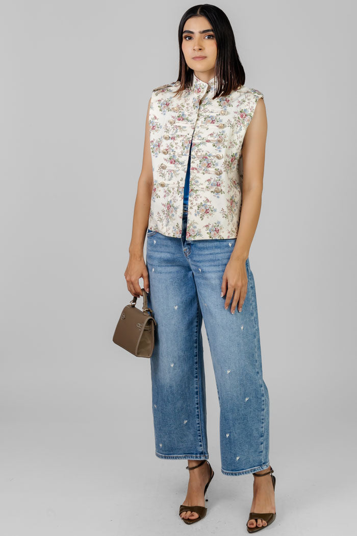 CHALECO ESTILO MILITAR FLORAL